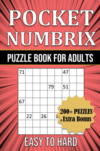 Pocket Numbrix Puzzle Book for Adults - 200+ Puzzles - Easy to Hard -