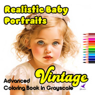 Baby Vintage Adorable Realistic Baby Portraits Grayscale Coloring