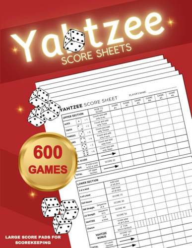 Yahtzee Score Pads: Yahtzee Sheets for Scorekeeping 8.5 X 11 Large