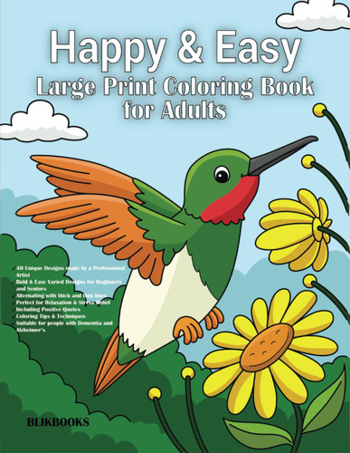 HAPPY & EASY Large Print Coloring Book for Adults