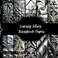 Luxury Silver Scrapbook Paper Grey Metallic Junk Journal Paper Shiny