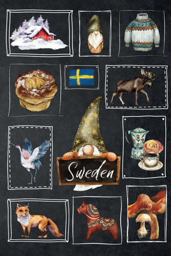 Swedish notebook: A lined journal with Swedish words like Fika Lagom