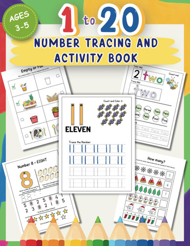 1 to 20 Number Tracing and Activity Book for Ages 3-5