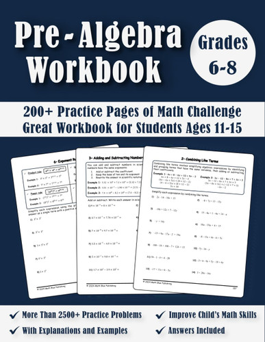 Pre-Algebra Workbook Grades 6-8