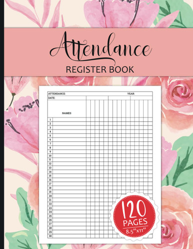 Attendance Register Book: attendance Tracker with 30 Names Per Page