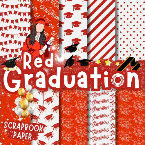 Red Graduation Scrapbook Paper