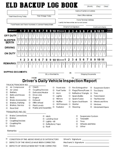 ELD Backup Driver Log Book