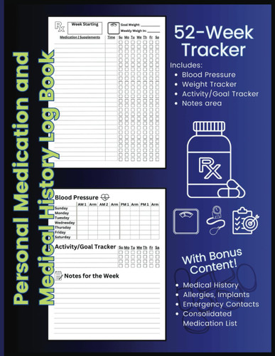 Personal Medication and Medical History Log Book