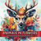 Animals In Flowers Adult Coloring Book for Women