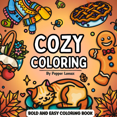 Cozy Bold and Easy Coloring Book: 50 Charmingly Simple Hand Drawn