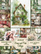 Green and Pink Cottages - Victorian Ladies - Scrapbook Paper