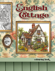 English Cottage Colouring Book for Adults. Old Villages with