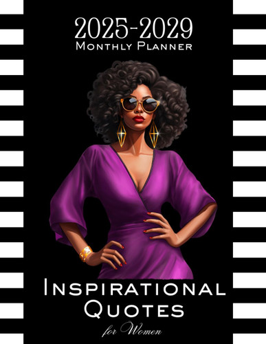 Black Girl 5 Years Monthly Planner 2025-2029
