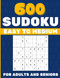 Sudoku Puzzle Book: 600 Easy & Medium Sudoku Puzzles for Adults and