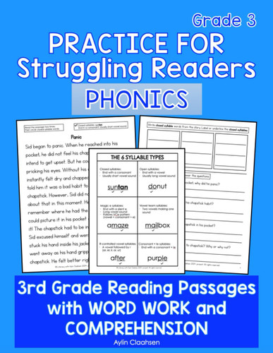 Phonics Practice for Struggling Readers 3rd Grade Workbook