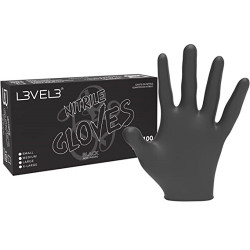 L3VEL3 Professional Black Large Nitrile 100 Gloves