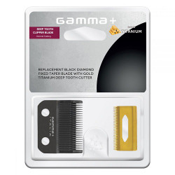 Gamma+ Black Diamond Fixed Taper with Gold Titanium Deep Tooth Clipper Blade