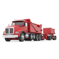 1/64 Kenworth T880 Red Rogue Dump truck with red Rogue transfer dump trailer
