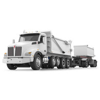 1/64 Kenworth T880 White Rogue Dump truck with white Rogue transfer dump trailer