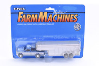  1/64 Blue Ford Pickup with Livestock Trailer 