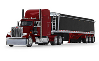 1/64 DCP Peterbilt359 in Spectra Red with Lode King Distinction Tri- Axle Hopper Trailer