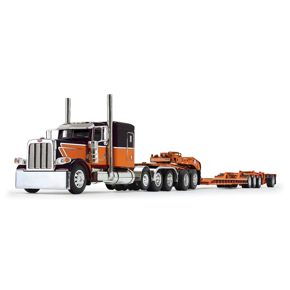1/64 DCP Peterbilt 389 with orange Fontaine Magnitude heavy haul