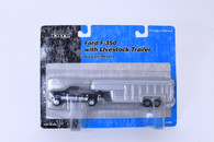  1/64 Black Ford Pickup with Livestock Trailer 