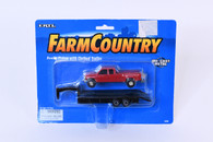  1/64 Red GMC Dually and Flatbed Trailer 