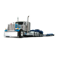 1/64 DCP Big Rigs 15 Lindamood Heavy Hauling Peterbilt 379 36" tri axle with blue heavy haul lowboy