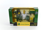 1/64 John Deere 5 Piece Set With 8410 Tractor With Front Wheel Assist