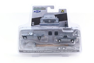 1/64 1986 Chevrolet Red K-30 Pickup With Flatbed Gooseneck Trailer & 1983 C-10 Project Truck - Raw Metal Chaser