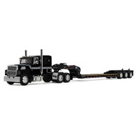 1/64 DCP Ford LTL 9000 60" sleeper with black Fontaine Magnitude lowboy trailer