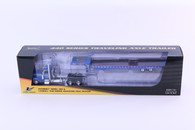 1/64 Blue DCP Peterbilt 389 Day Cab Semi With Landoll 440 Traveling Axle Trailer
