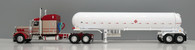 1/64 DCP mocha pearl/red Peterbilt 389 with a 63 inch sleeper without side fairings with Mississippi LP tanker labeled for propane