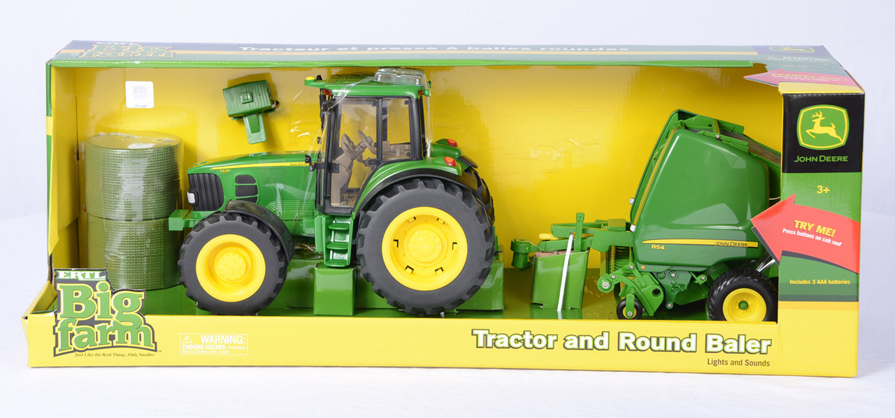 john deere tractor and round baler toy