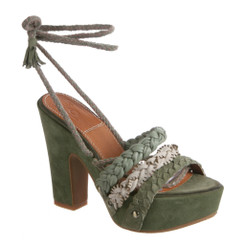 Bacio 61 Pandino Sandal, Women's High Heel Platform Wrap Ankle Sandal, Jungle Multi Color- Green
