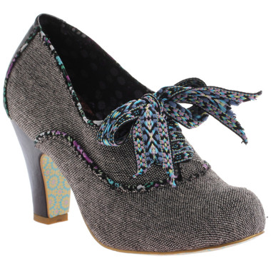 Irregular Choice Summer Berry- Womens Tweed Ankle boot with contrast piping.