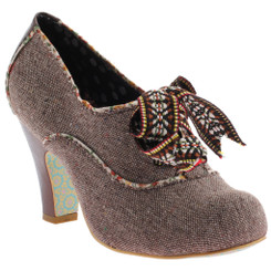Irregular Choice Summer Berry- Womens Brown Tweed Ankle boot with contrast piping.