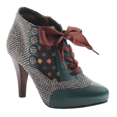 Poetic Licence Betsey's Buttons, Mix Tweed and polka dot, color Teal and Brown