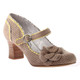 Quarter View: Women's Shoes, Poetic Licence Adjenda, High Heel Mary Jane- Natural and yellow edging