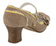 Back View: Women's Shoes,Poetic Licence Adjenda, High Heel Mary Jane- Natural and yellow edging