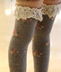 Berky Boo- Cocoa Knee Socks- Floral printed knee socks with lace trim- Grey heather