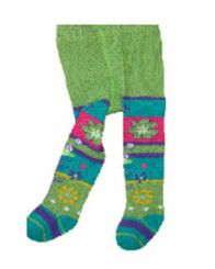 Berky Boo Bella Tights- Green with Multi Stripe patterns