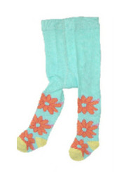 Berky Boo Bella Tights- Pale Blue with Orange flowers