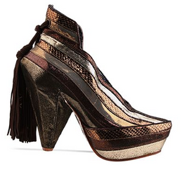 Women's Heels, Irregular Choice Half Eaten Apple, Bronze and Gold Stripe, Gem Heel