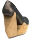 Women's Shoes, Irregular Choice Quantum, Platform cut out wedge, Leather, Brown Gold Shimmer