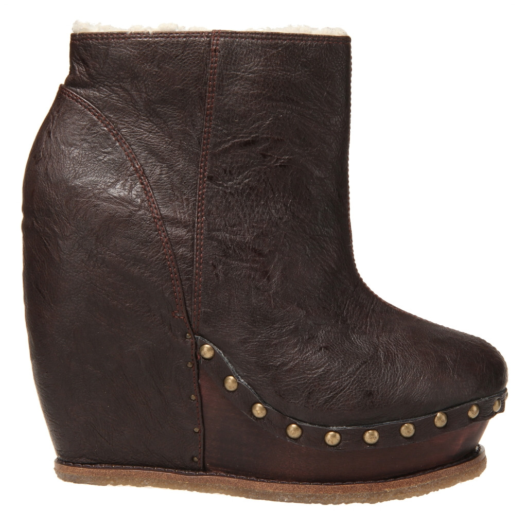 womens leather wedge boots
