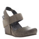 OTBT Rexburg- Women's Wedge with elastic band- Brown Grey color with same color elastic, Textured leather