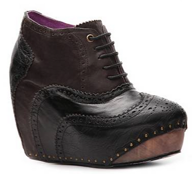 Women's Shoes, Women's unique shoes, Irregular Choice What an Angel, Oxford Style Lace up Wedge platform, Color Black
