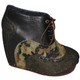 Women's Shoes, Women's unique shoes, Irregular Choice What an Angel, Oxford Style Lace up Wedge platform, Mix leather and patterns, Colorway Camouflage